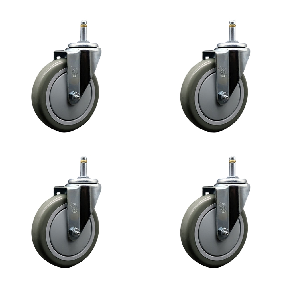 SCC-GR20S514-PPUB-716138-4 Polyurethane Swivel Grip Ring Stem Caster with 5 x 1.25 in. Gray Wheels & 0.43 in. Stems - Set of 4