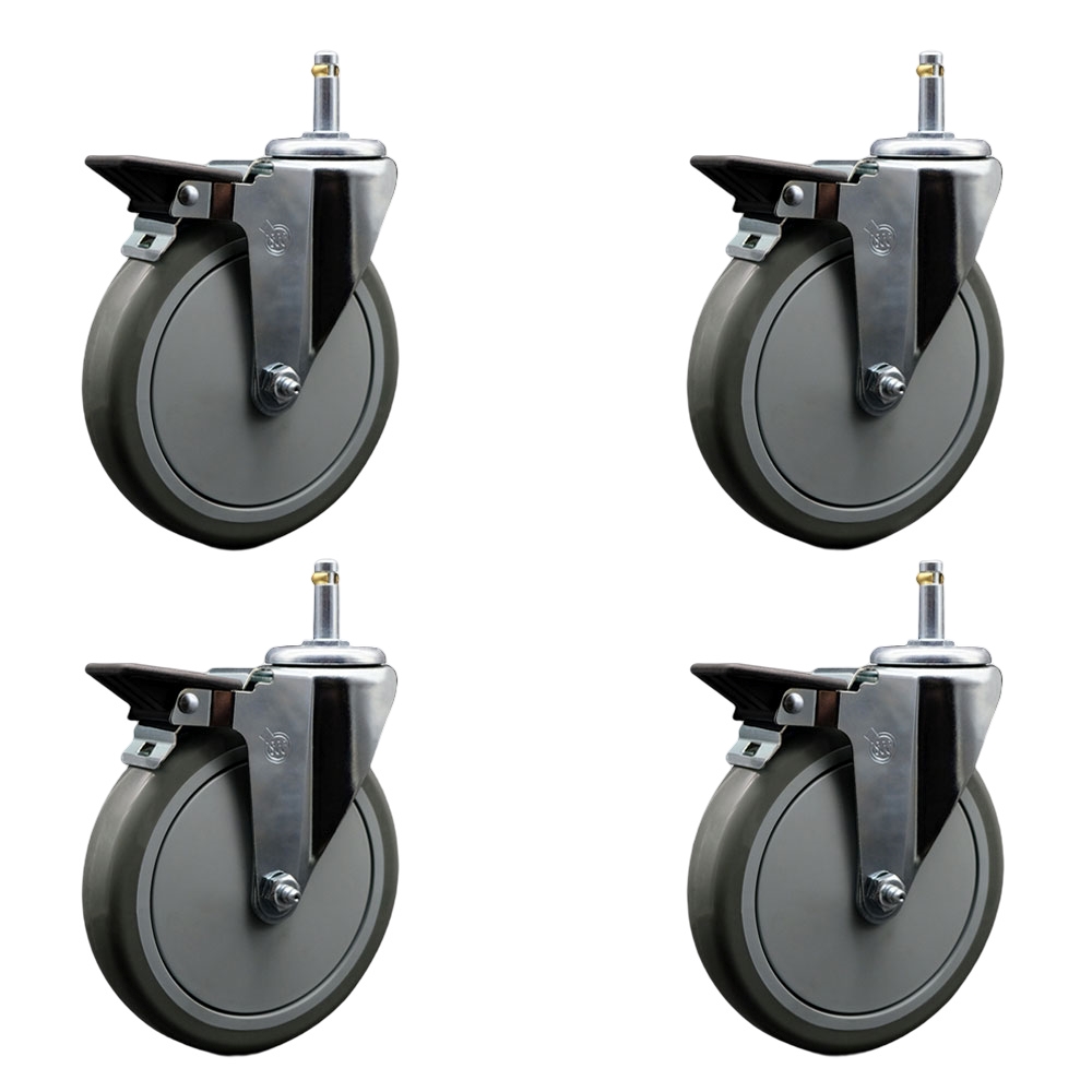 SCC-GR20S614-PPUB-PLB-716138-4 Polyurethane Swivel Grip Ring Stem Caster with 6 x 1.25 in. Gray Wheels & 0.43 in. Stems - Set of 4