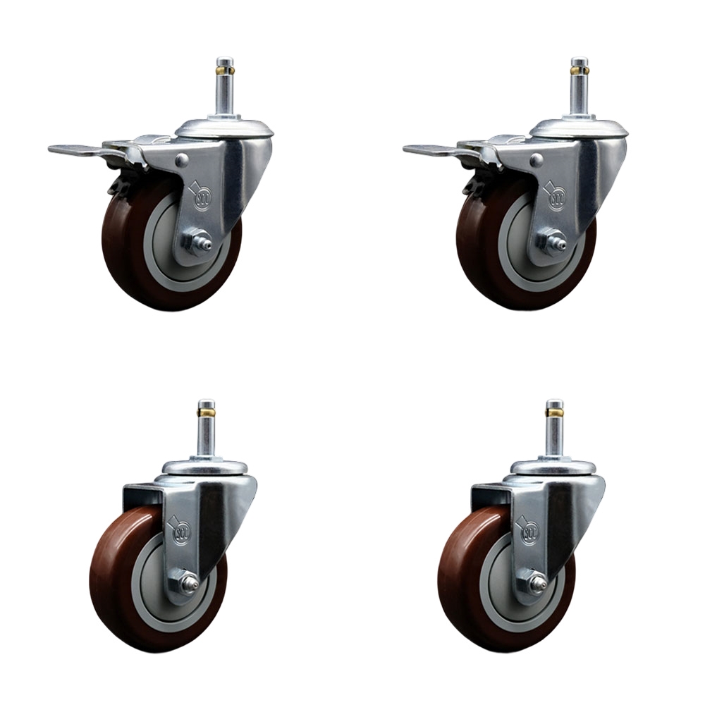 SCC-GRTTL20S514-PPUB-MRN-716138-2-S2 Polyurethane Swivel Grip Ring Stem Caster with 5 x 1.25 in. Maroon Wheels & 0.43 in. Stems - Set of 4