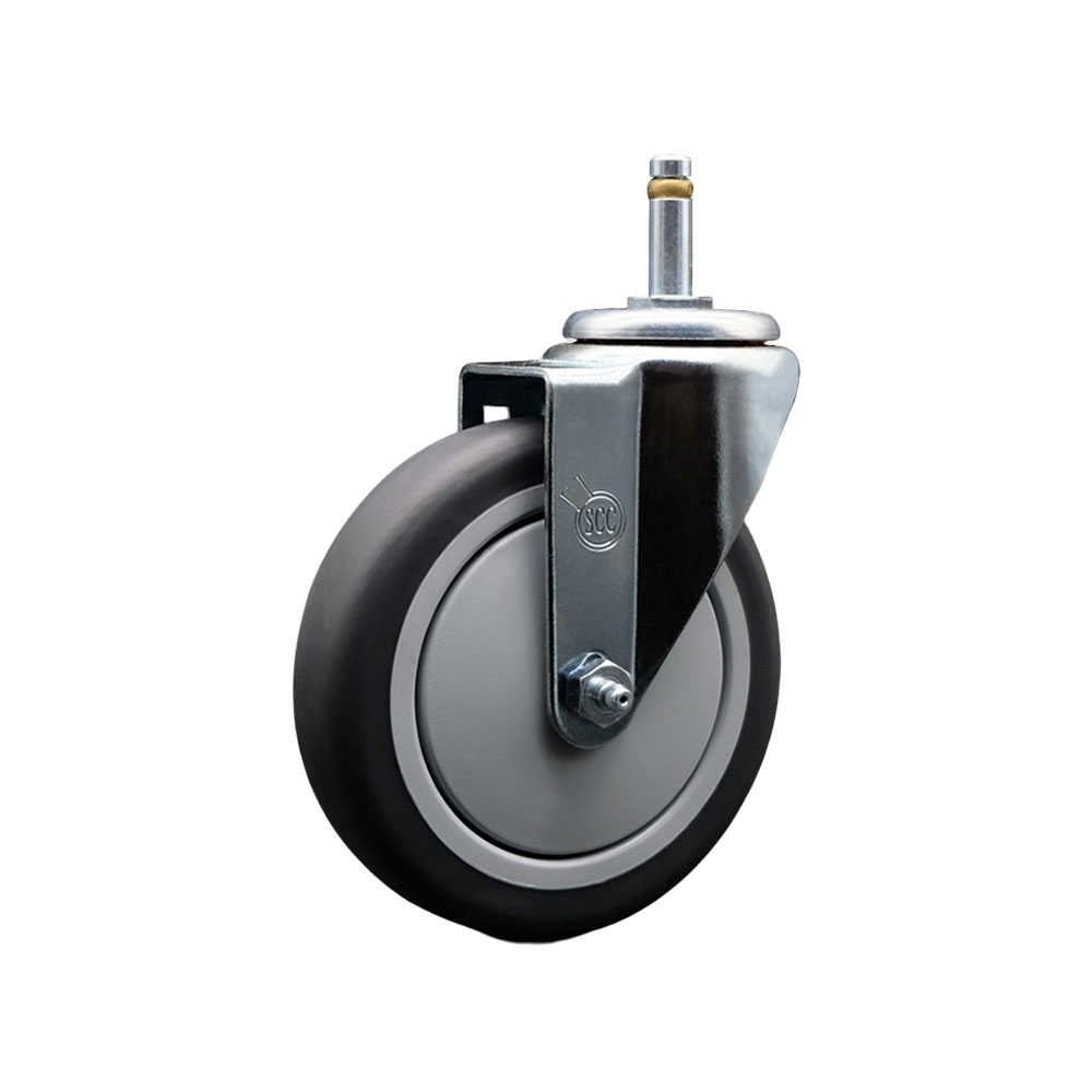 SCC-GR20S514-TPRB-716138 Thermoplastic Rubber Swivel Grip Ring Stem Caster, 5 x 1.25 in. Gray Wheel & 0.43 in. Stem