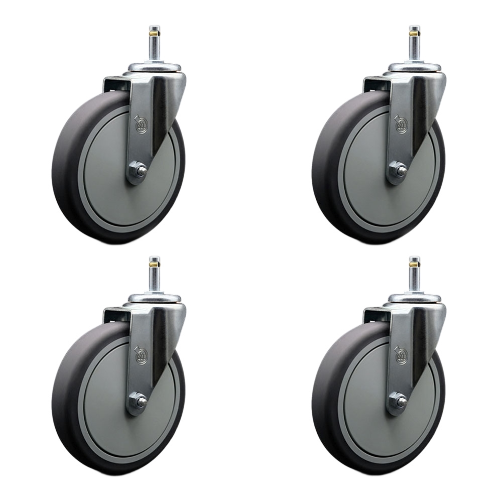 SCC-GR20S614-TPRB-716138-4 Thermoplastic Rubber Swivel Grip Ring Stem Caster with 6 x 1.25 in. Gray Wheels & 0.43 in. Stems - Set of 4