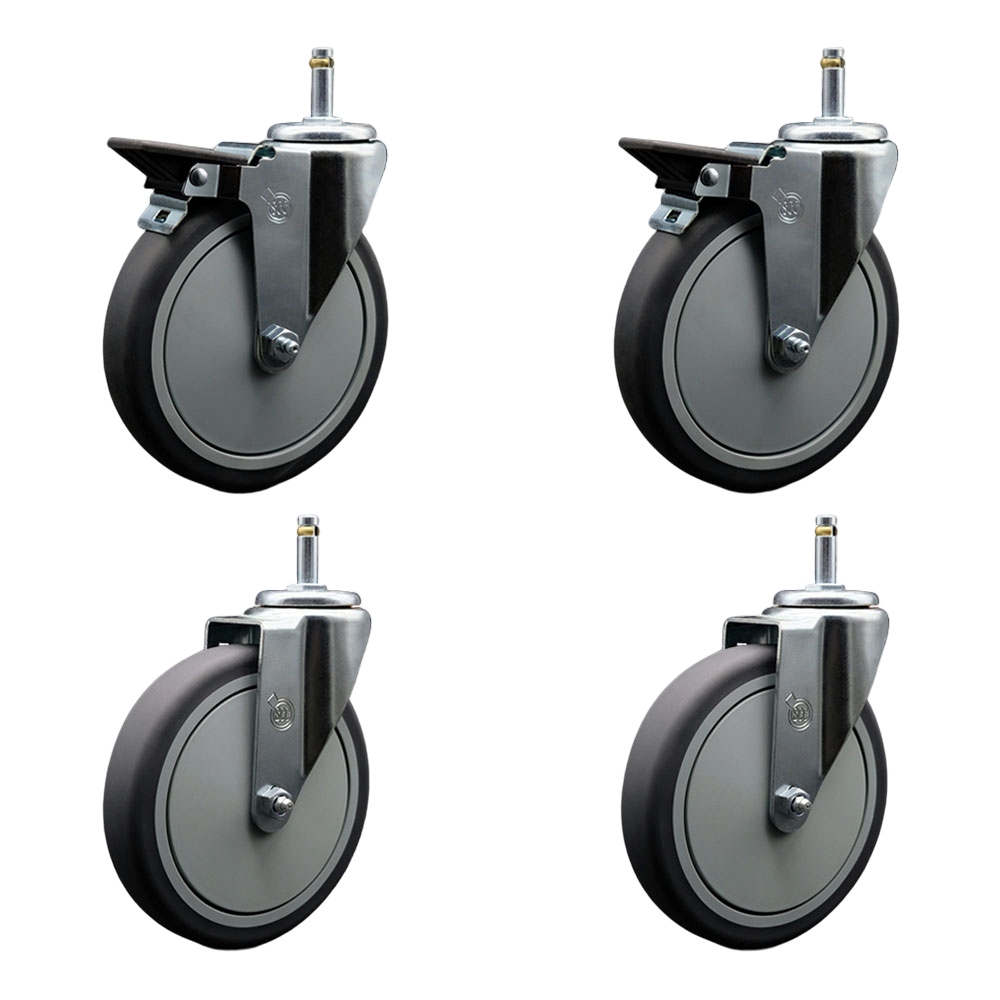 SCC-GR20S614-TPRB-PLB-716138-2-S-2 Thermoplastic Rubber Swivel Grip Ring Stem Caster, 6 x 1.25 in. Gray Wheels & 0.43 in. Stems - Set of 4