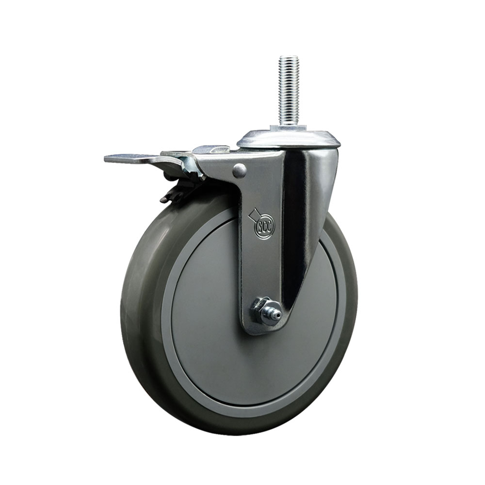 SCC-TSTTL20S614-PPUB-34212 Polyurethane Swivel Threaded Stem Caster with 6 x 1.25 in. gray Wheel & 0.75 in. Stem & Total Locking Brake