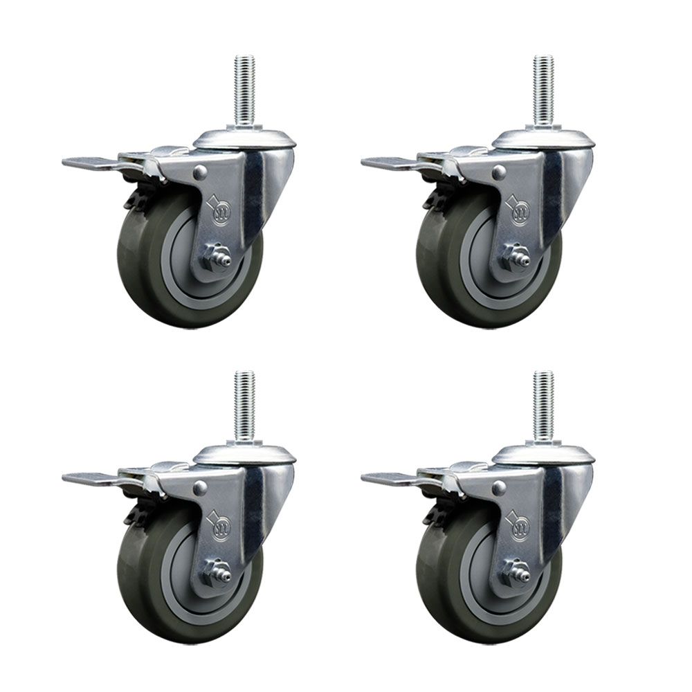 SCC-TSTTL20S414-PPUB-58212-4 Polyurethane Swivel Threaded Stem Caster with 4 x 1.25 in. Gray Wheels & 0.63 in. Stems - Set of 4