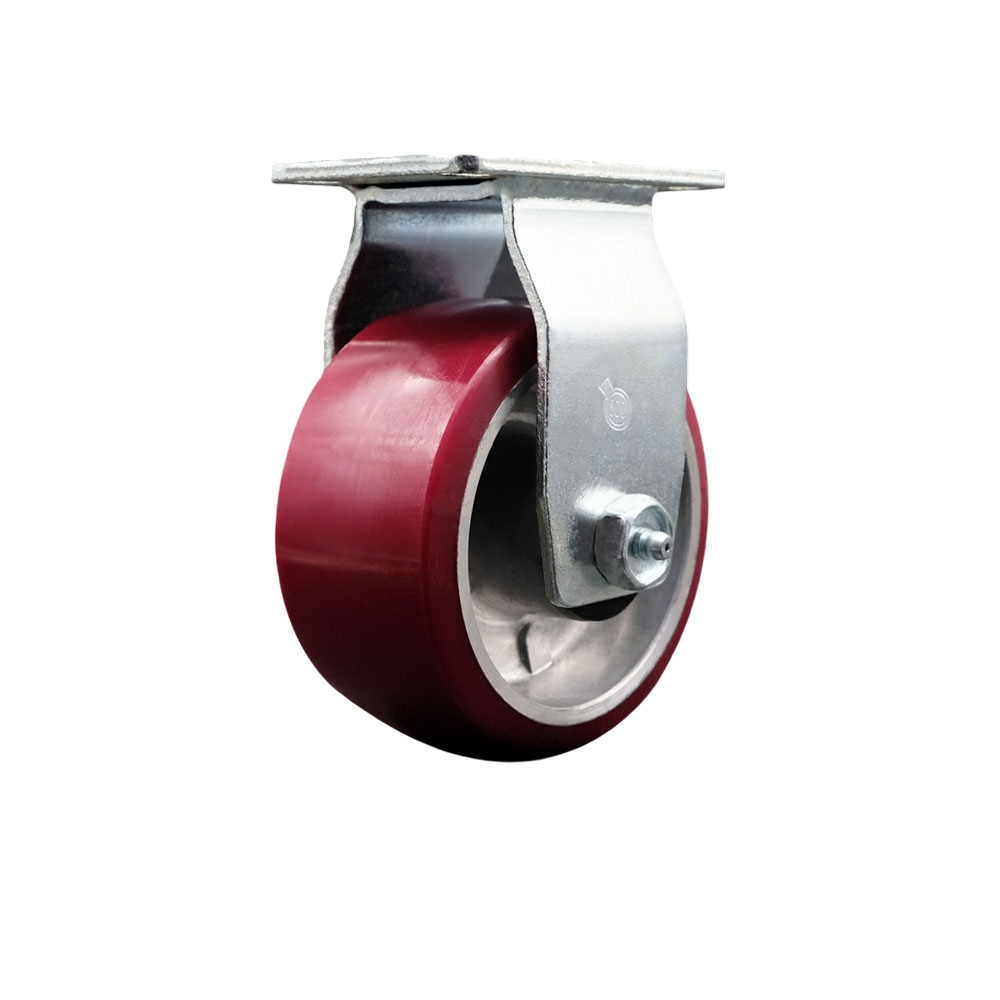 SCC-20R420-PAR Rigid Top Plate Caster Maroon 4 in. by 2 in. Polyurethane on Aluminum Wheel Roller Bearing