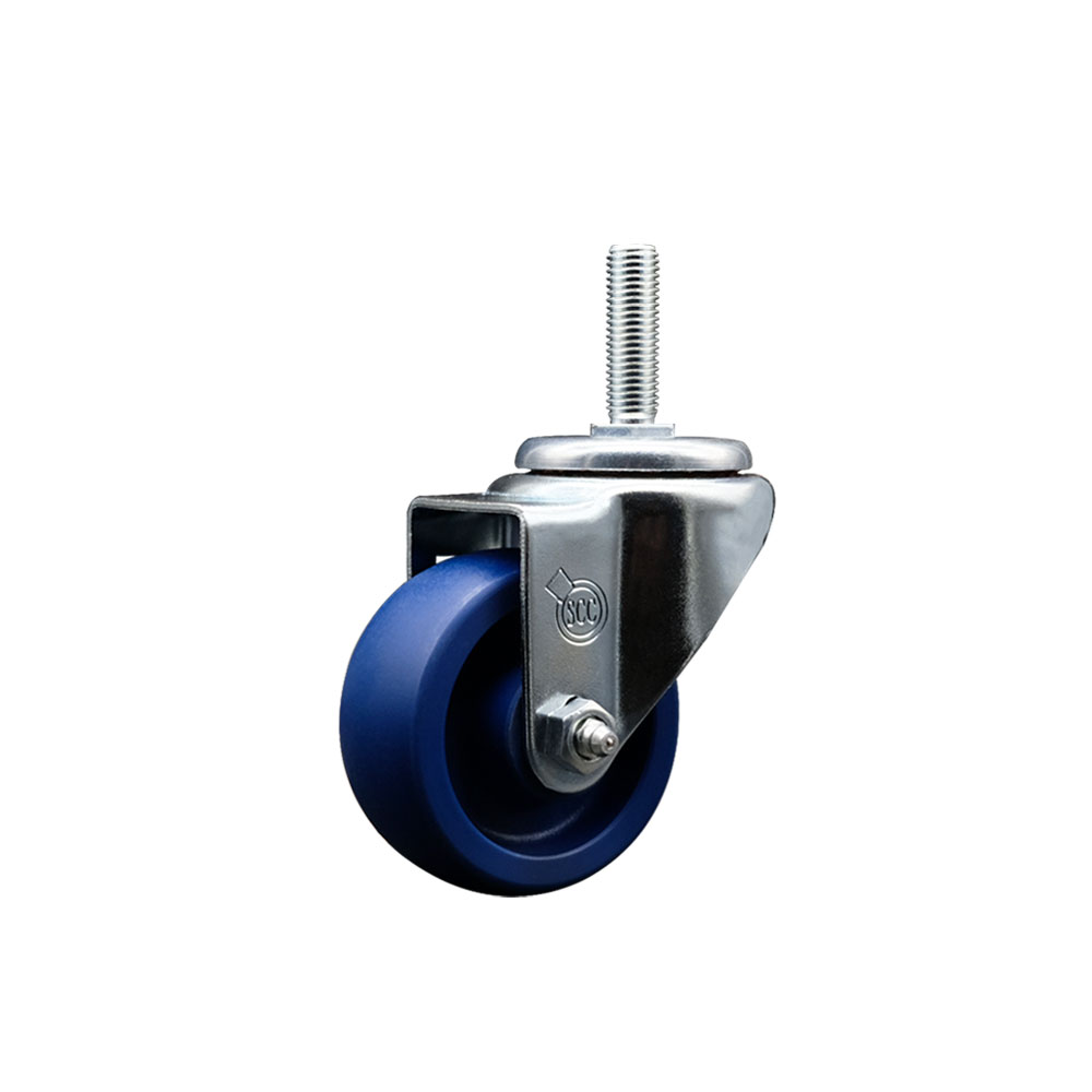 SCC-TS20S314-SPUS-34212 Solid Polyurethane Swivel Threaded Stem Caster with 3 x 1.25 in. Blue Wheel & 0.75 in. Stem