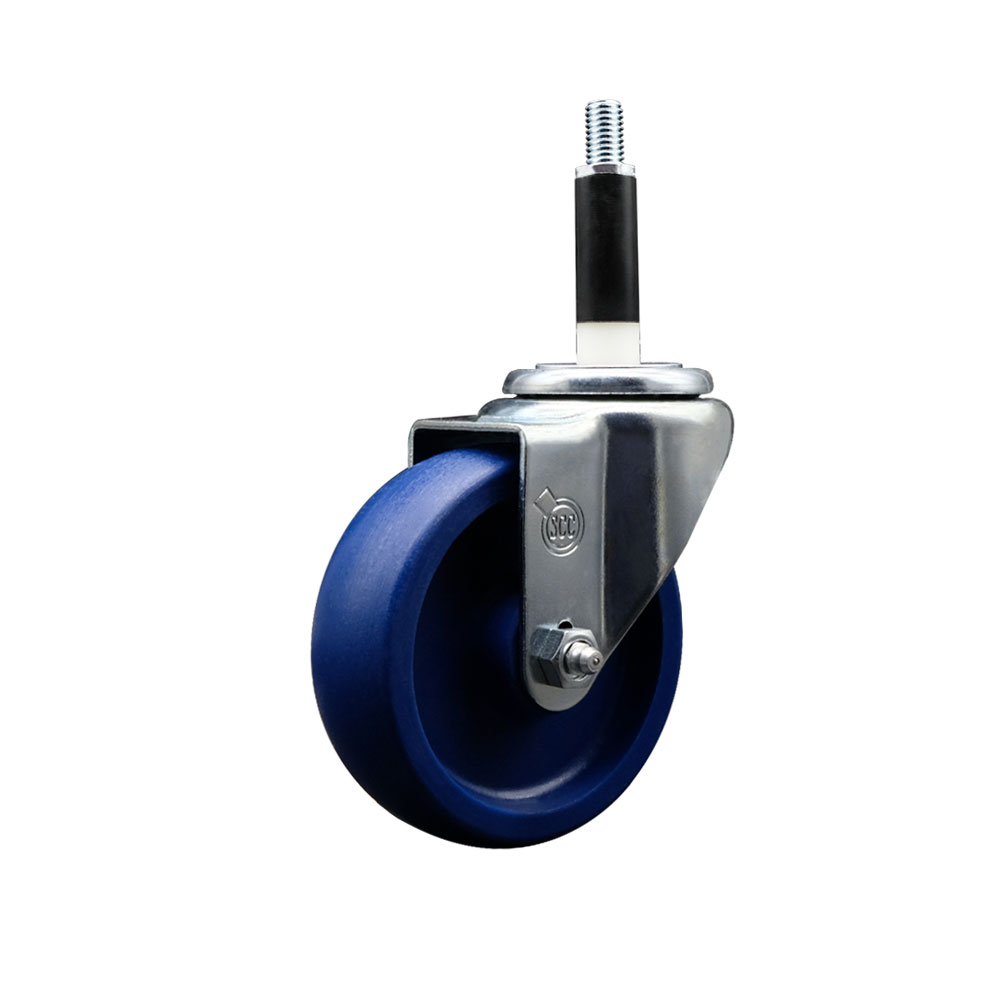 SCC-EX20S414-SPUS-78 Solid Polyurethane Expanding Stem Swivel Caster with 4 in. Blue Wheel & 0.87 in. Stem