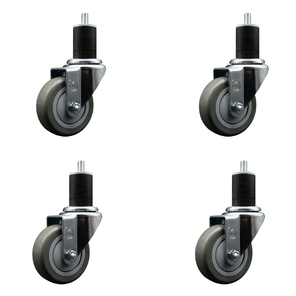 SCC-EX20S3514-PPUB-134-4 Polyurethane Swivel Expanding Stem Caster with 3.5 in. Gray Wheels & 1.75 in. Stems - Set of 4