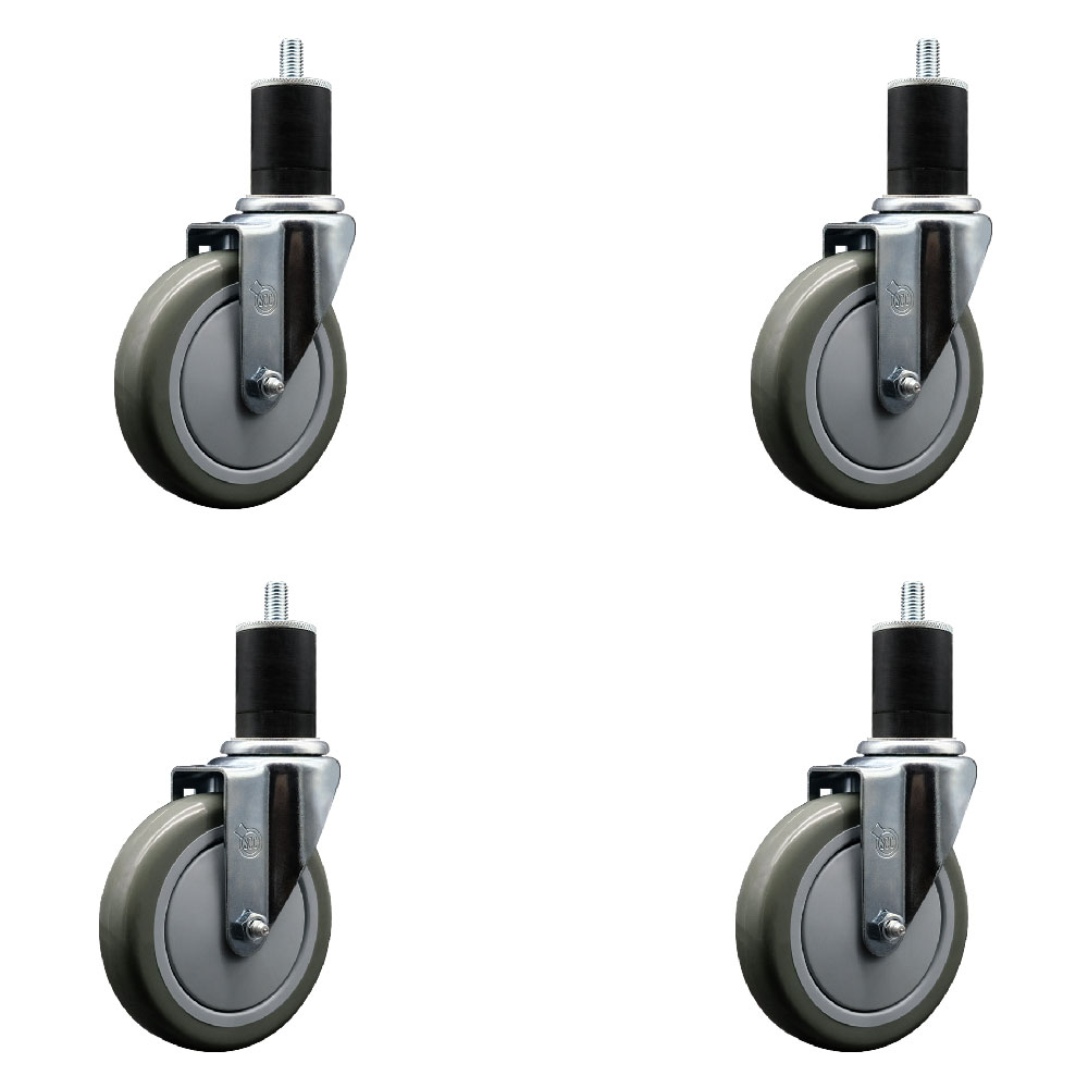 SCC-EX20S514-PPUB-134-4 Polyurethane Swivel Expanding Stem Caster with 5 in. Gray Wheels & 1.75 in. Stems - Set of 4