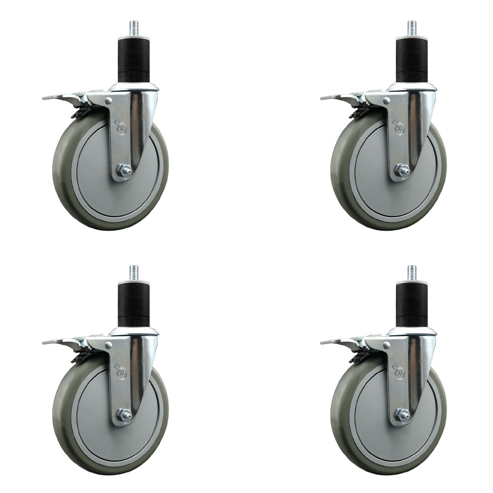 SCC-EXTTL20S614-PPUB-134-4 Polyurethane Swivel Expanding Stem Caster with 6 in. Gray Wheels & 1.75 in. Stems - Set of 4