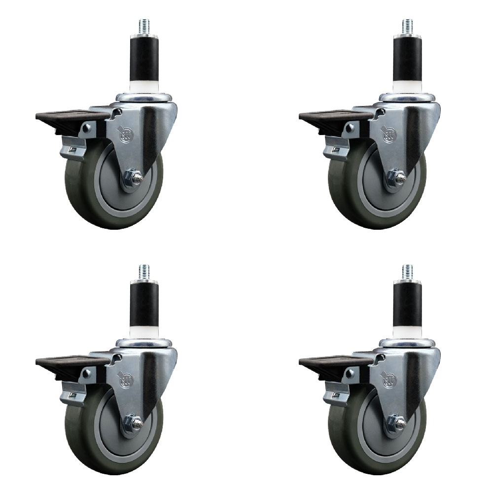 SCC-EX20S414-PPUB-PLB-138-4 Polyurethane Swivel Expanding Stem Caster with 4 in. Gray Wheels & 1.38 in. Stems - Set of 4