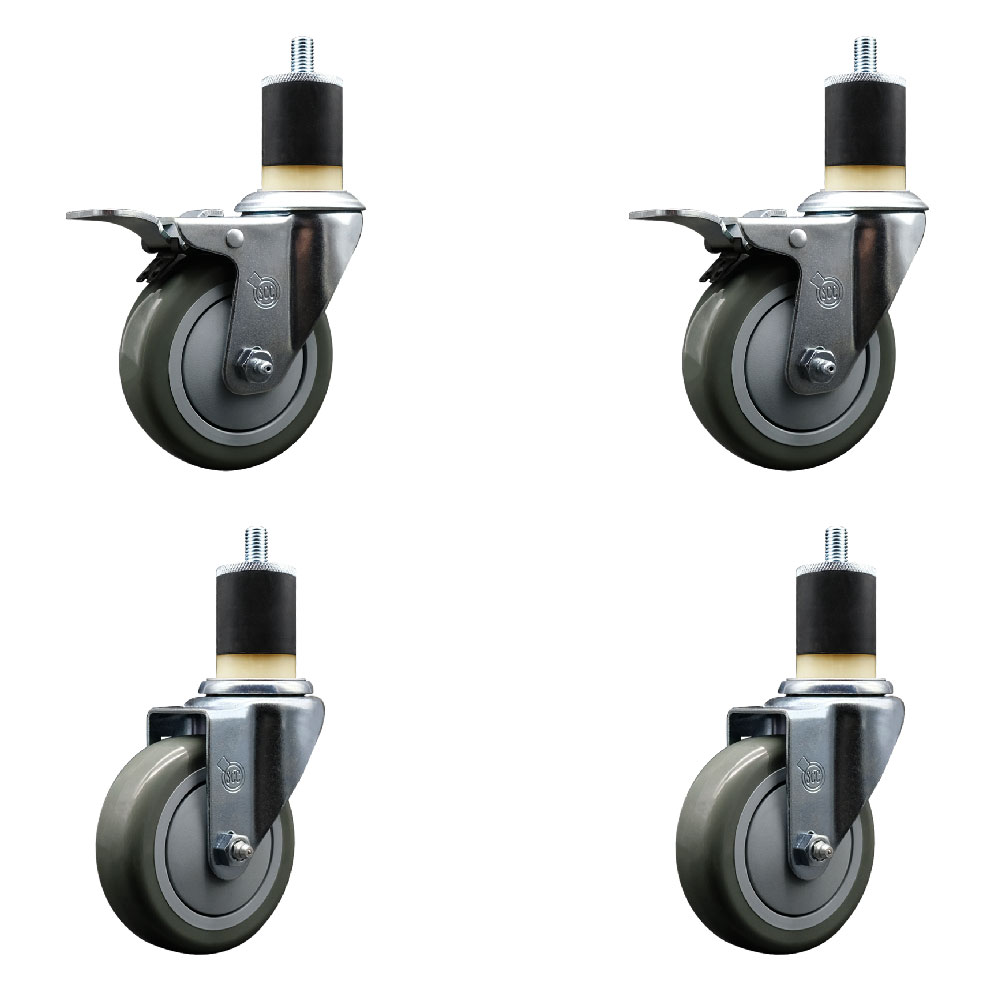 SCC-EXTTL20S414-PPUB-2-S-2-178 Polyurethane Swivel Expanding Stem Caster with 4 in. Gray Wheels & 1.87 in. Stems - Set of 4