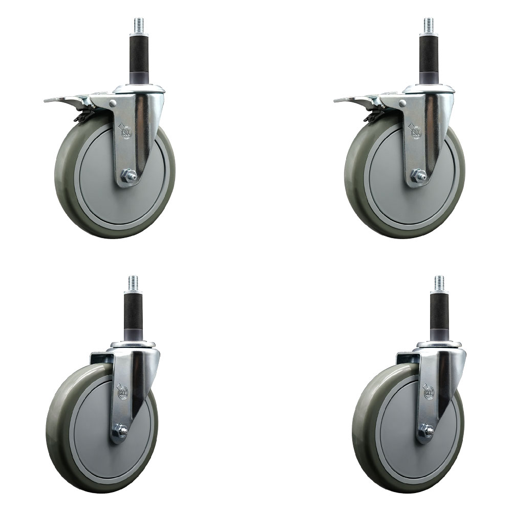 SCC-EXTTL20S614-PPUB-2-S-2-1 Polyurethane Swivel Expanding Stem Caster with 6 in. Gray Wheels & 1 in. Stems - Set of 4