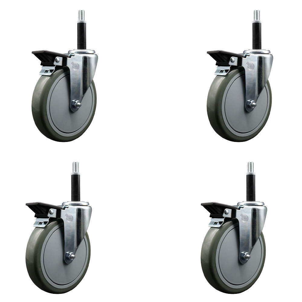 SCC-EX20S614-PPUB-PLB-34-4 Polyurethane Swivel Expanding Stem Caster with 6 in. Gray Wheels & 0.75 in. Stems - Set of 4