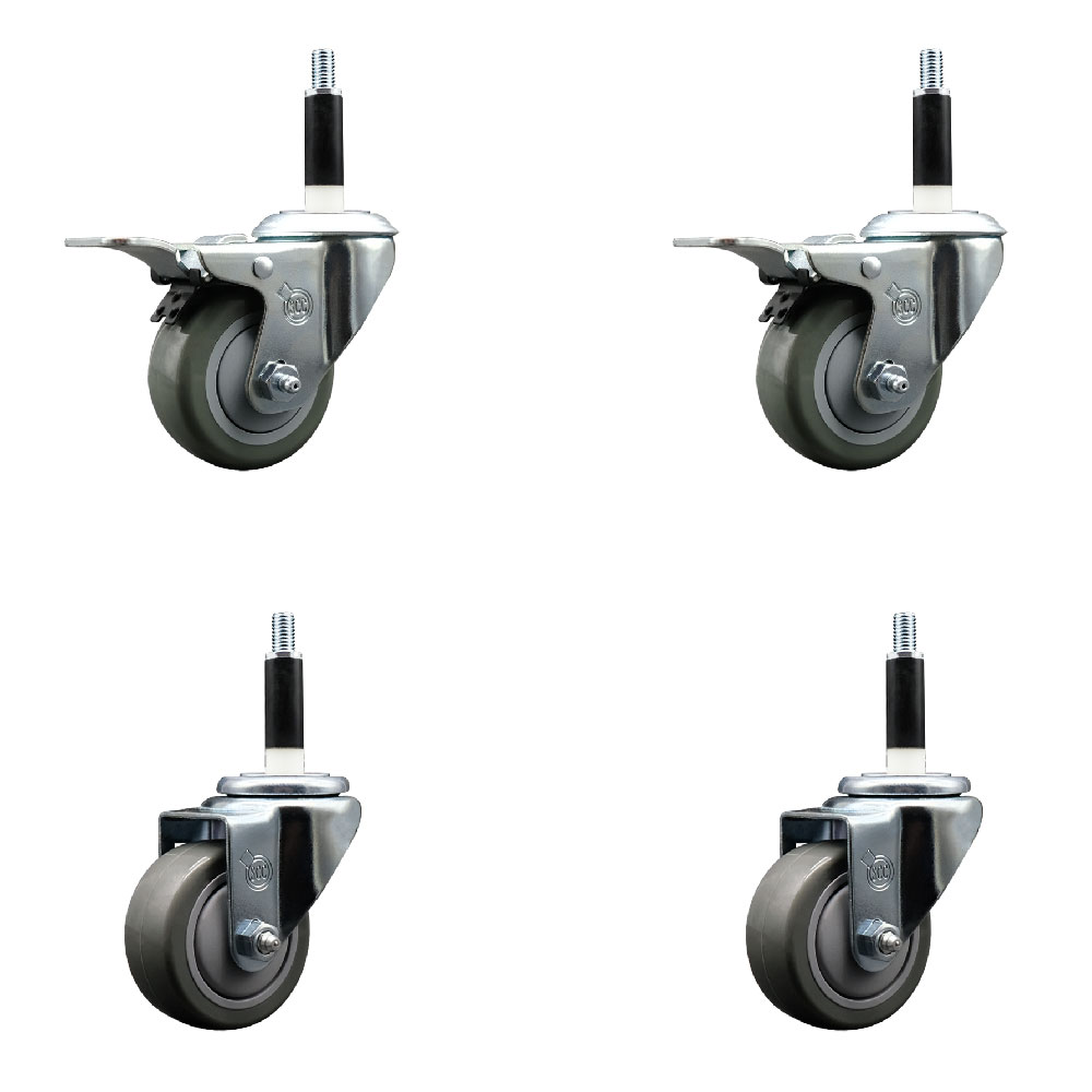 SCC-EXTTL20S314-PPUB-2-S-2-78 Polyurethane Swivel Expanding Stem Caster with 3 in. Gray Wheels & 0.87 in. Stems - Set of 4