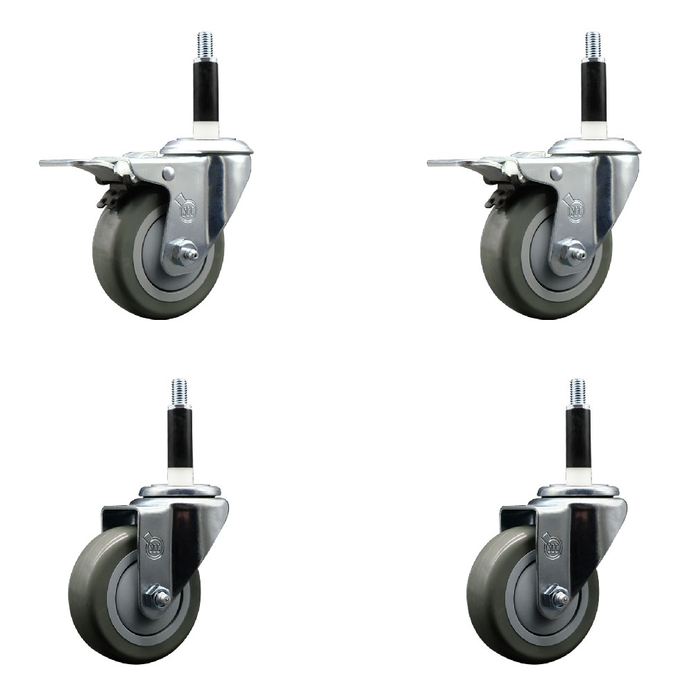 SCC-EXTTL20S3514-PPUB-2-S-2-78 Polyurethane Swivel Expanding Stem Caster with 3.5 in. Gray Wheels & 0.87 in. Stems - Set of 4