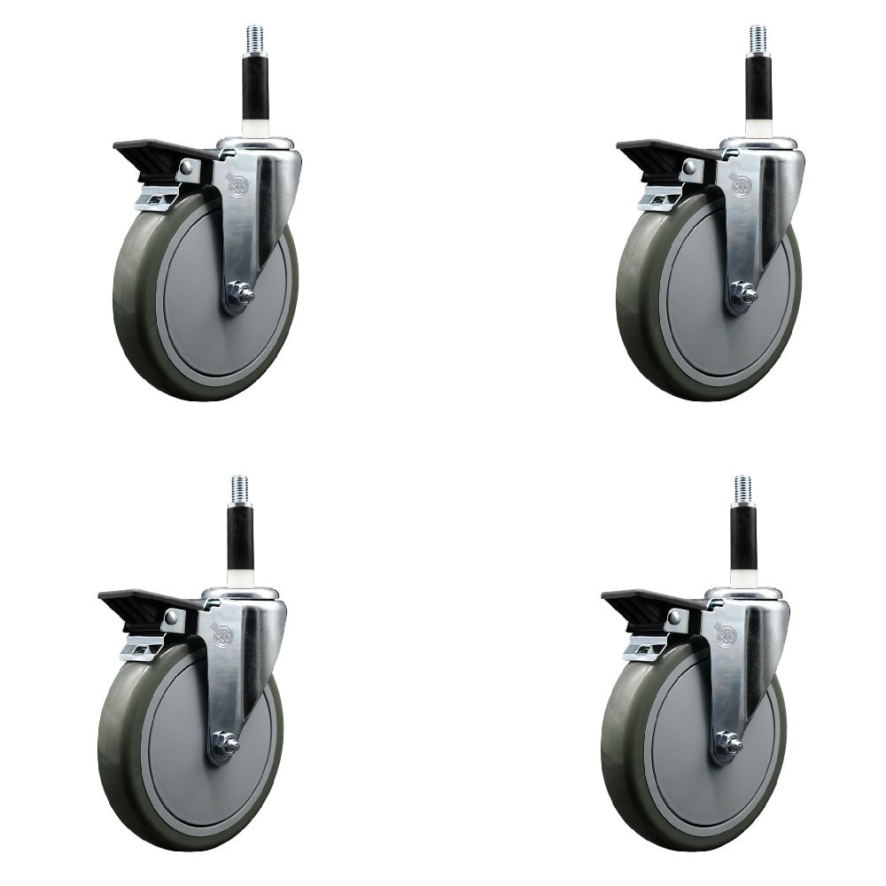SCC-EX20S614-PPUB-PLB-78-4 Polyurethane Swivel Expanding Stem Caster with 6 in. Gray Wheels & 0.87 in. Stems - Set of 4