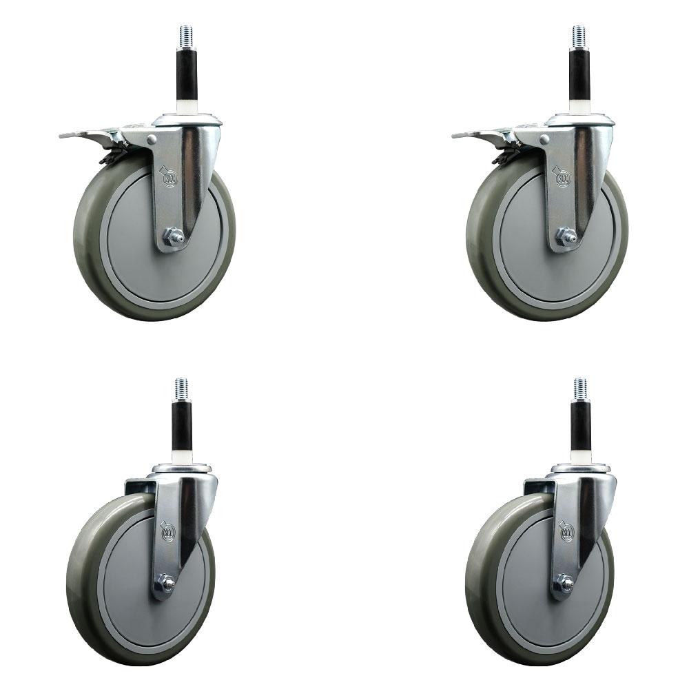 SCC-EXTTL20S614-PPUB-2-S-2-78 Polyurethane Swivel Expanding Stem Caster with 6 in. Gray Wheels & 0.87 in. Stems - Set of 4