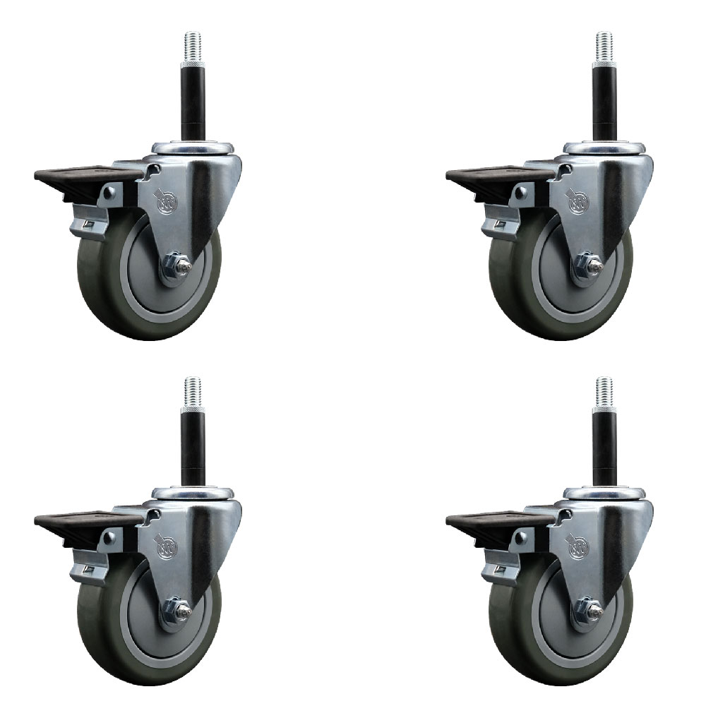 SCC-EX20S414-PPUB-PLB-34-4 Polyurethane Swivel Expanding Stem Caster with 4 in. Gray Wheels & 0.75 in. Stems - Set of 4