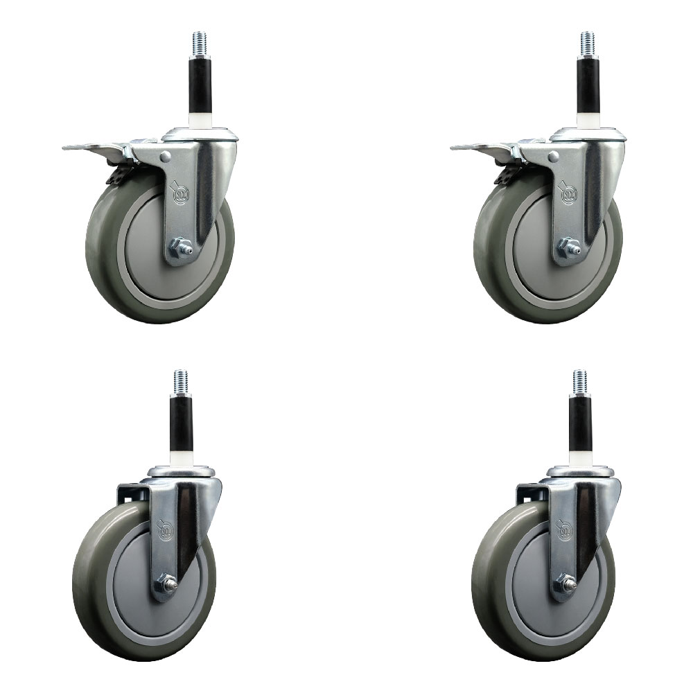 SCC-EXTTL20S514-PPUB-2-S-2-78 Polyurethane Swivel Expanding Stem Caster with 5 in. Gray Wheels & 0.87 in. Stems - Set of 4