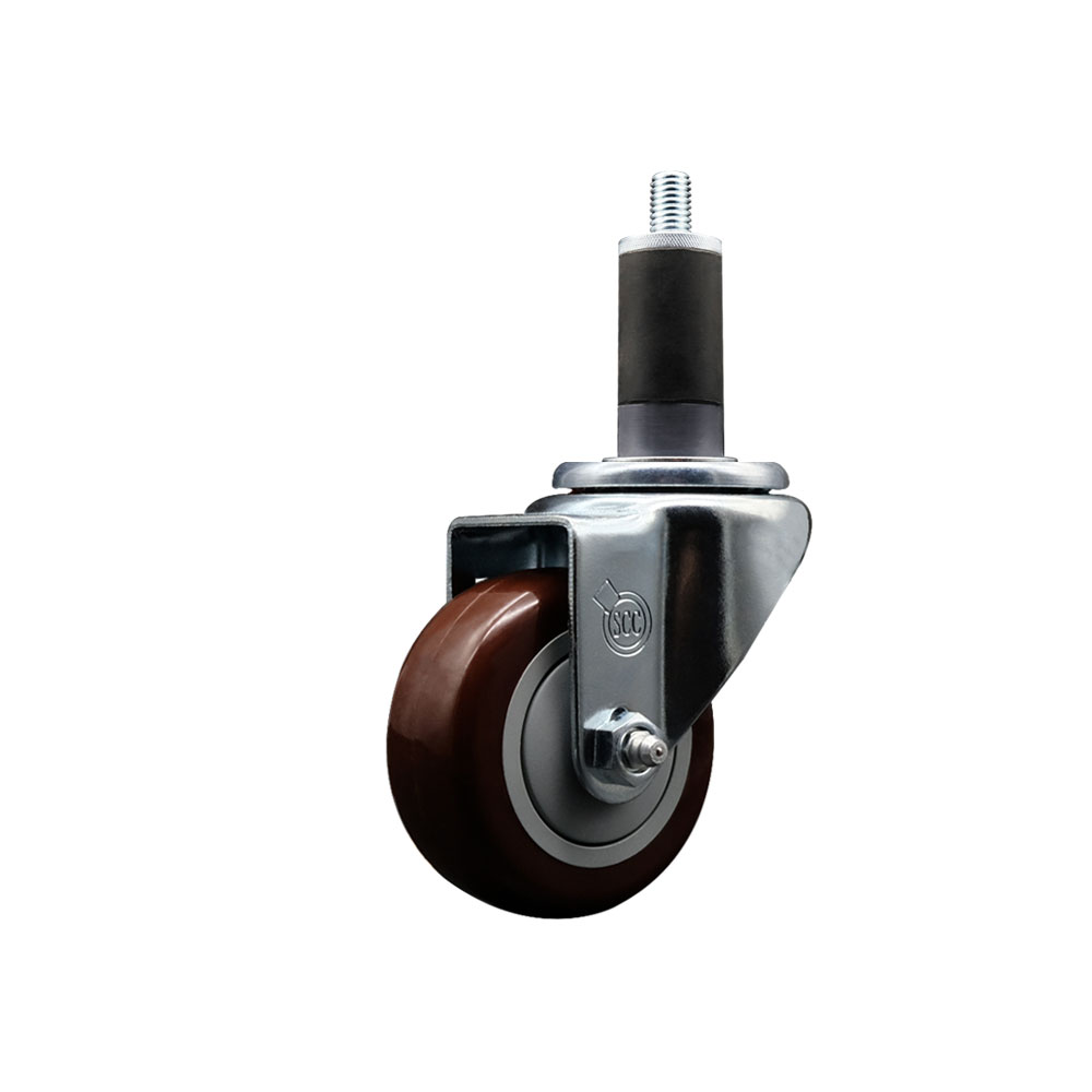 SCC-EX20S314-PPUB-MRN-114 Polyurethane Expanding Stem Swivel Caster with 3 in. Maroon Wheel & 1.25 in. Stem