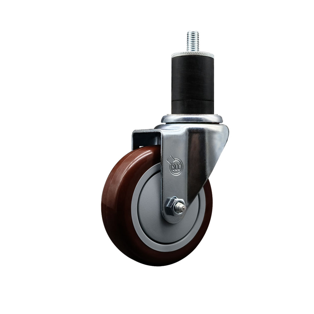 SCC-EX20S414-PPUB-MRN-134 Polyurethane Expanding Stem Swivel Caster with 4 in. Maroon Wheel & 1.75 in. Stem