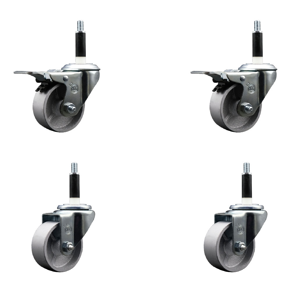 Swivel Expanding Stem Caster - Silver - Set of 4 - 1200 lbs Capacity