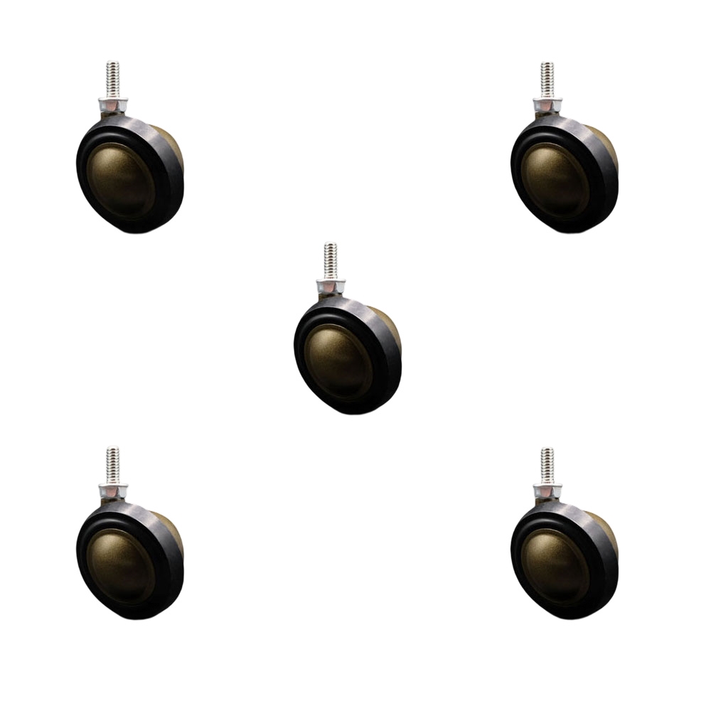 2.25 in. Swivel Metal & Soft Rubber Tread Ball Caster for Furniture Windsor Antique Finish & 0.31 in. 18 TPI x 0.5 in. Threaded Stem - Set of 5