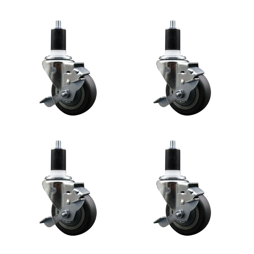 SCC-EX20S3514-TPRB-TLB-112-4 Thermoplastic Rubber Swivel Expanding Stem Caster with 3.5 in. Gray Wheels & 1.5 in. Stems - Set of 4
