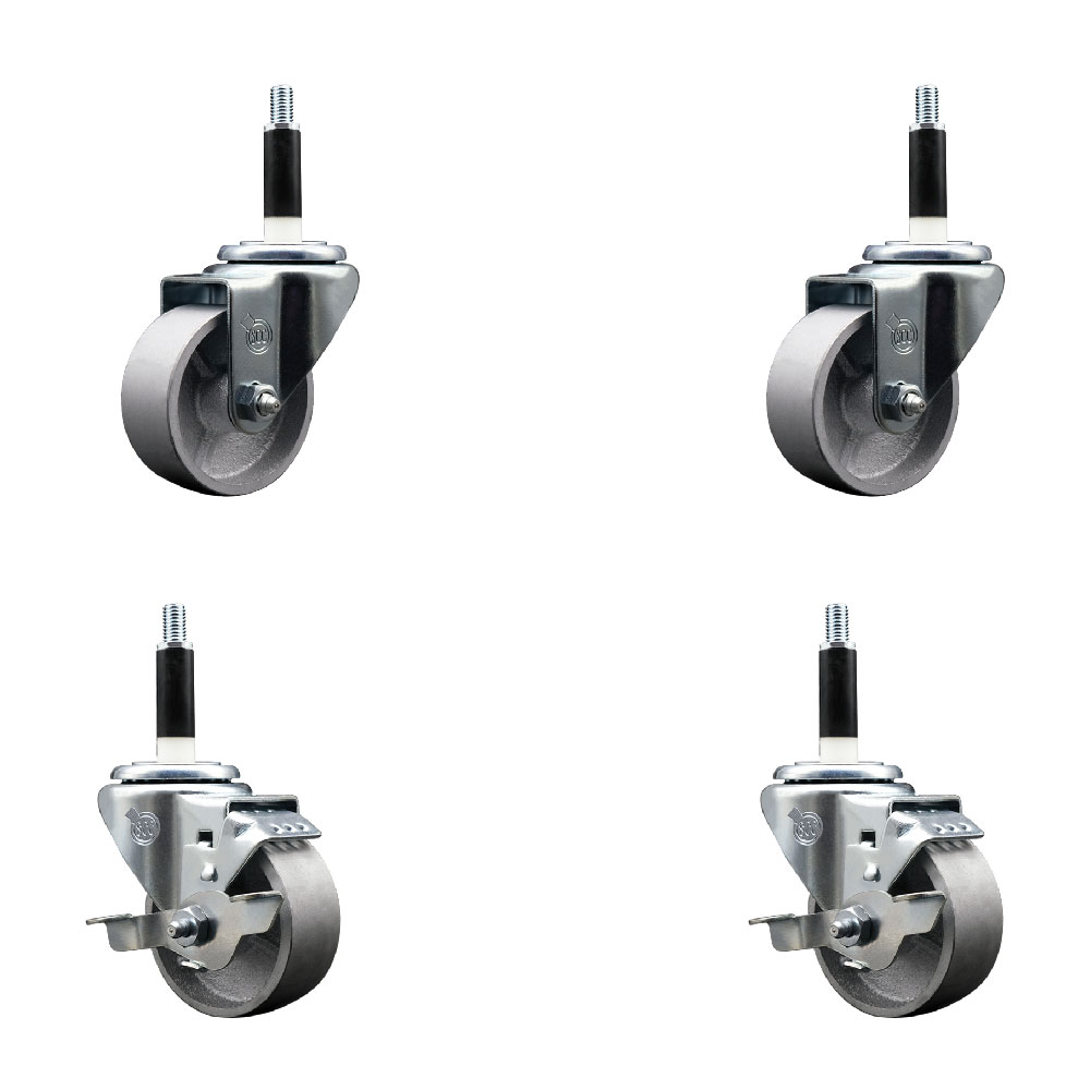 Semi Steel Swivel Caster - Silver - 3 x 1.5 in. - Set of 4 - 1200 lbs Capacity