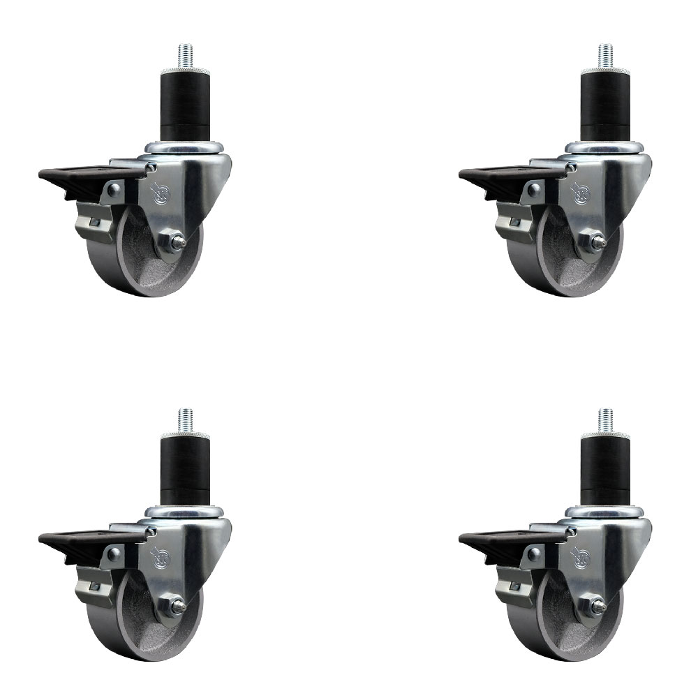 Swivel Expanding Stem Caster - Silver - Set of 4 - 300 lbs Capacity