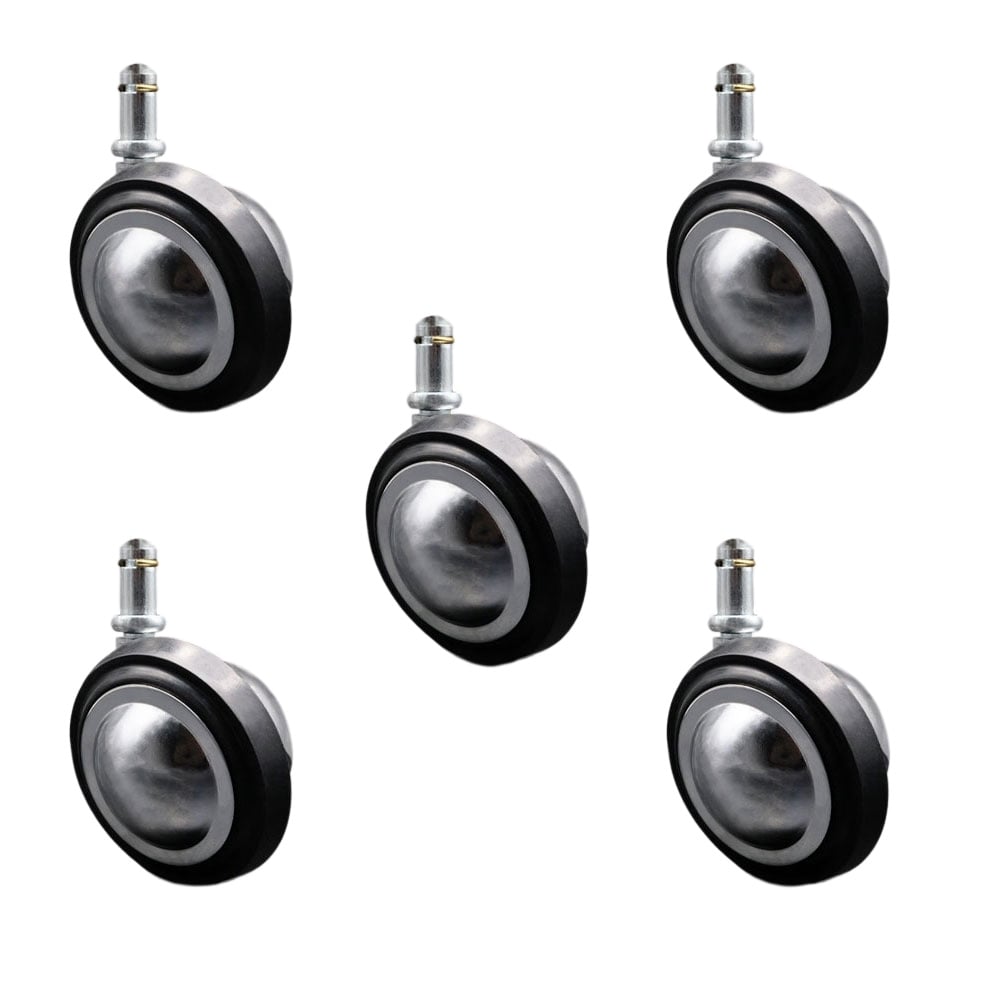 SCC-GR01S30-DCR-BC-71678-5 3 in. Swivel Metal with Soft Rubber Tread Ball Caster Wheels with 0.43 in. by 0.875 in. Grip Ring Stem - Set of 5
