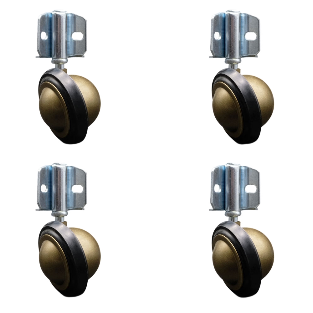3 in. Swivel Metal with Soft Rubber Tread Ball Caster Wheels for Furniture Windsor Anique Brass Finish Stem Casters - Set of 4