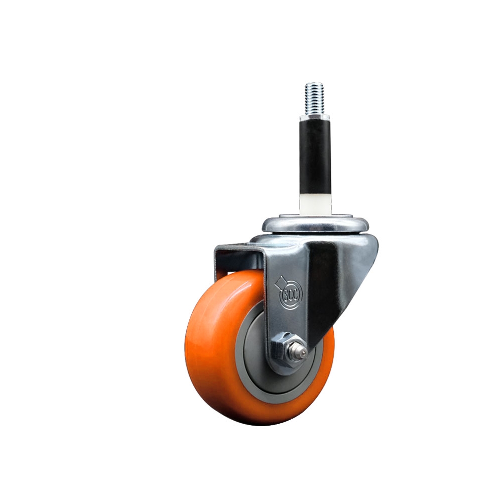 SCC-EX20S314-PPUB-ORG-78 Polyurethane Expanding Stem Swivel Caster with 3 in. Orange Wheel & 0.87 in. Stem