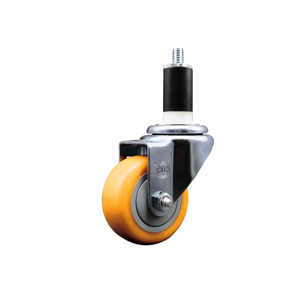 SCC-EX20S314-PPUB-YEL-138 Polyurethane Expanding Stem Swivel Caster with 3 in. Yellow Wheel & 1.38 in. Stem