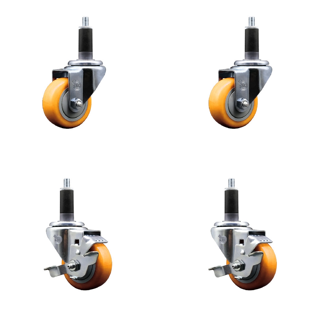 SCC-EX20S314-PPUB-YEL-2-TLB-2-118 Polyurethane Swivel Expanding Stem Caster with 3 in. Yellow Wheels & 1.13 in. Stems - Set of 4