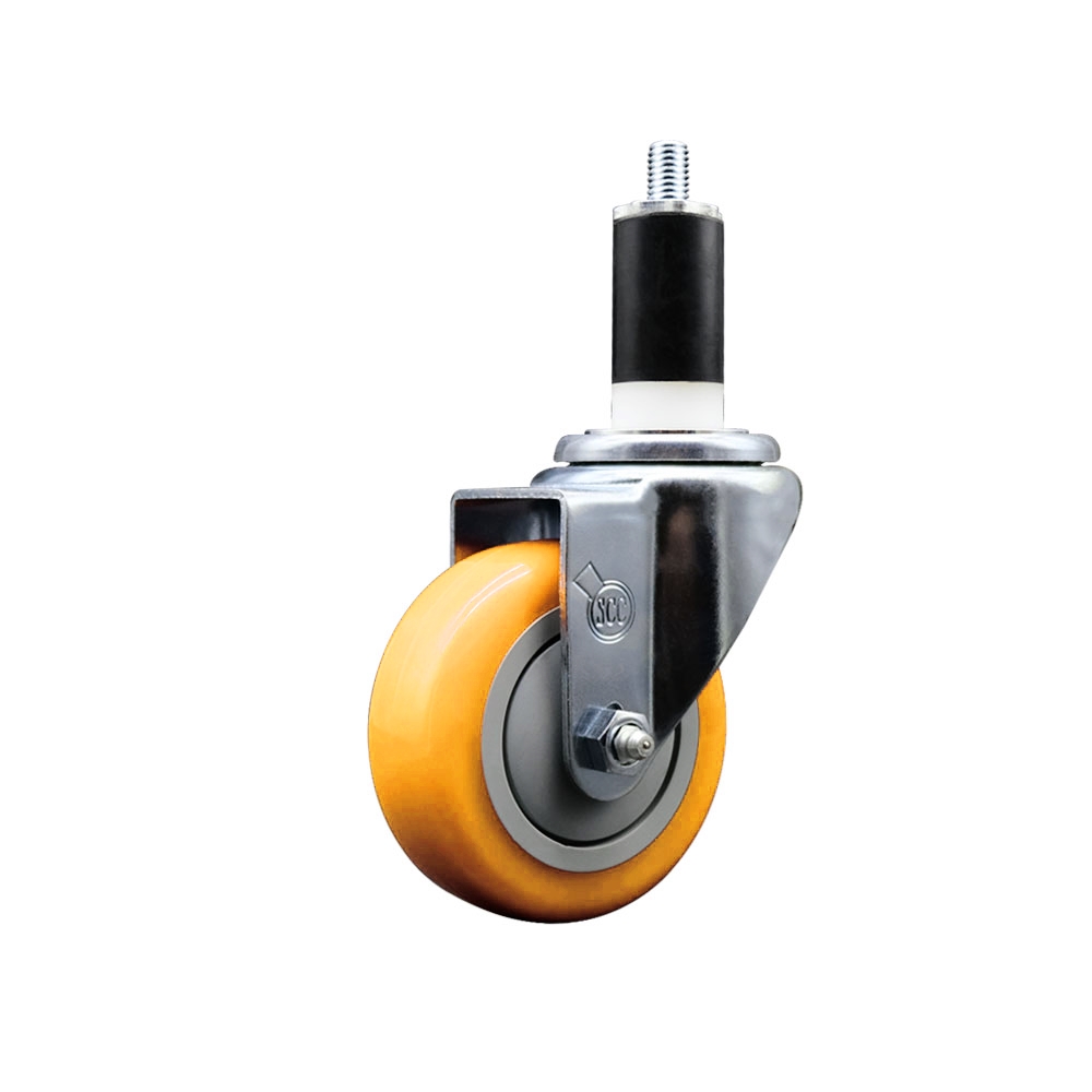 SCC-EX20S3514-PPUB-YEL-138 Polyurethane Expanding Stem Swivel Caster with 3.5 in. Yellow Wheel & 1.38 in. Stem