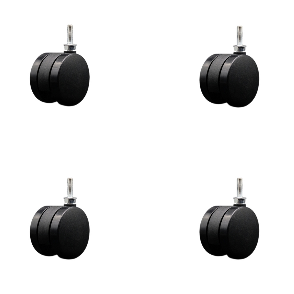 SCC-UHTS02S60-NYS-5161810-4 2.38 in. Office Chair Wheels Nylon Twin Wheels 0.31 in. - 18 TPI x 1 in. Threaded Stems - Set of 4