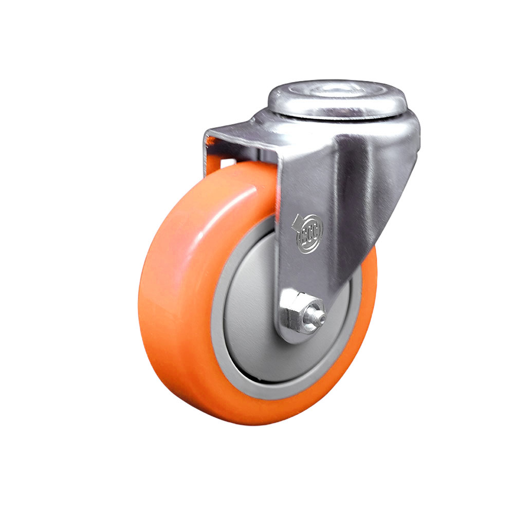 SCC-BH20S414-PPUB-ORG Polyurethane Swivel Bolt Hole Caster with 4 x 1.25 in. Orange Wheel