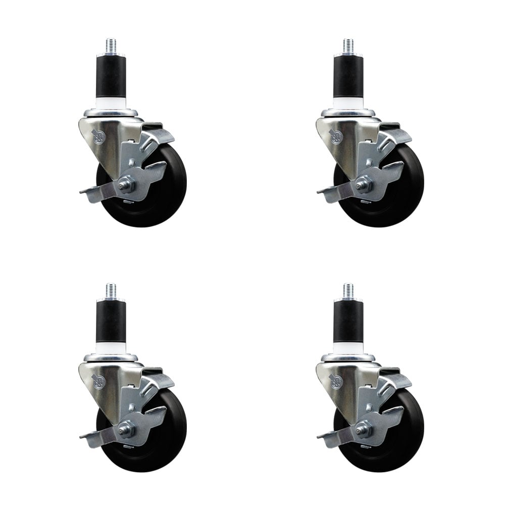 Soft Rubber Swivel Casters - Black - Set of 4 - 800 lbs Capacity