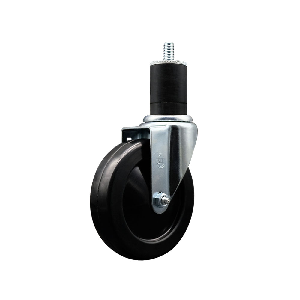 Stainless Steel Swivel Caster - Black - 5 in. Wheel - 275 lbs Capacity