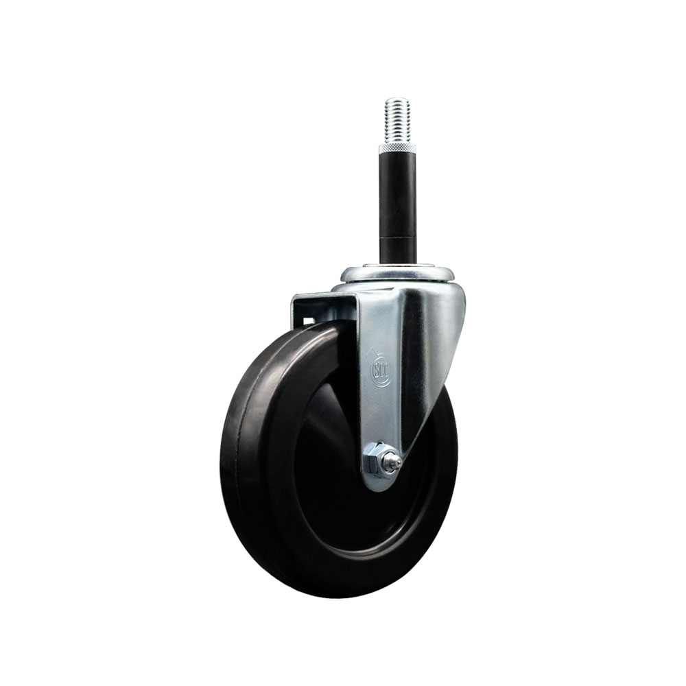 SCC-EX20S514-SRS-34 Soft Rubber Expanding Stem Swivel Caster with 5 in. Black Wheel & 0.75 in. Stem