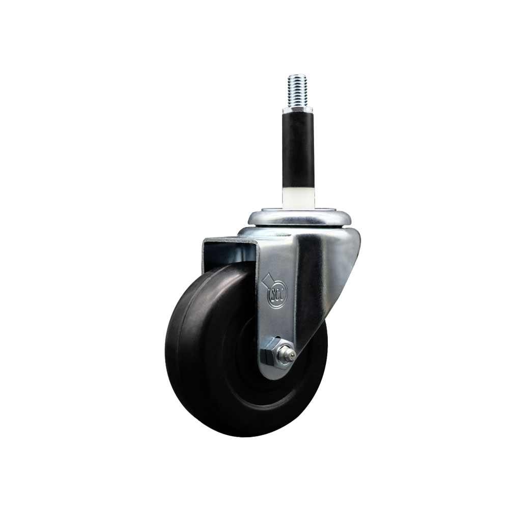 SCC-EX20S3514-SRS-78 Soft Rubber Expanding Stem Swivel Caster with 3.5 in. Black Wheel & 0.87 in. Stem