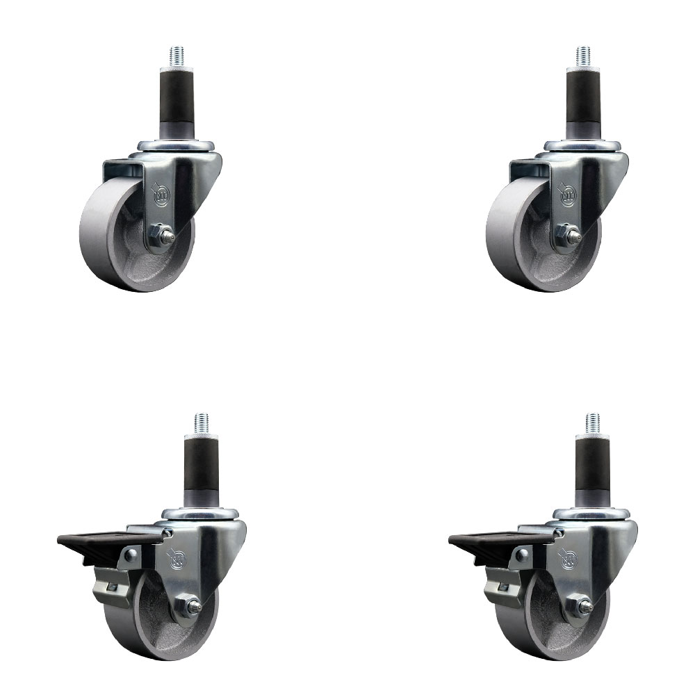 Semi Steel Cast Iron Swivel Caster - Silver - 3 x 1.5 in. - Set of 4 - 1200 lbs Capacity