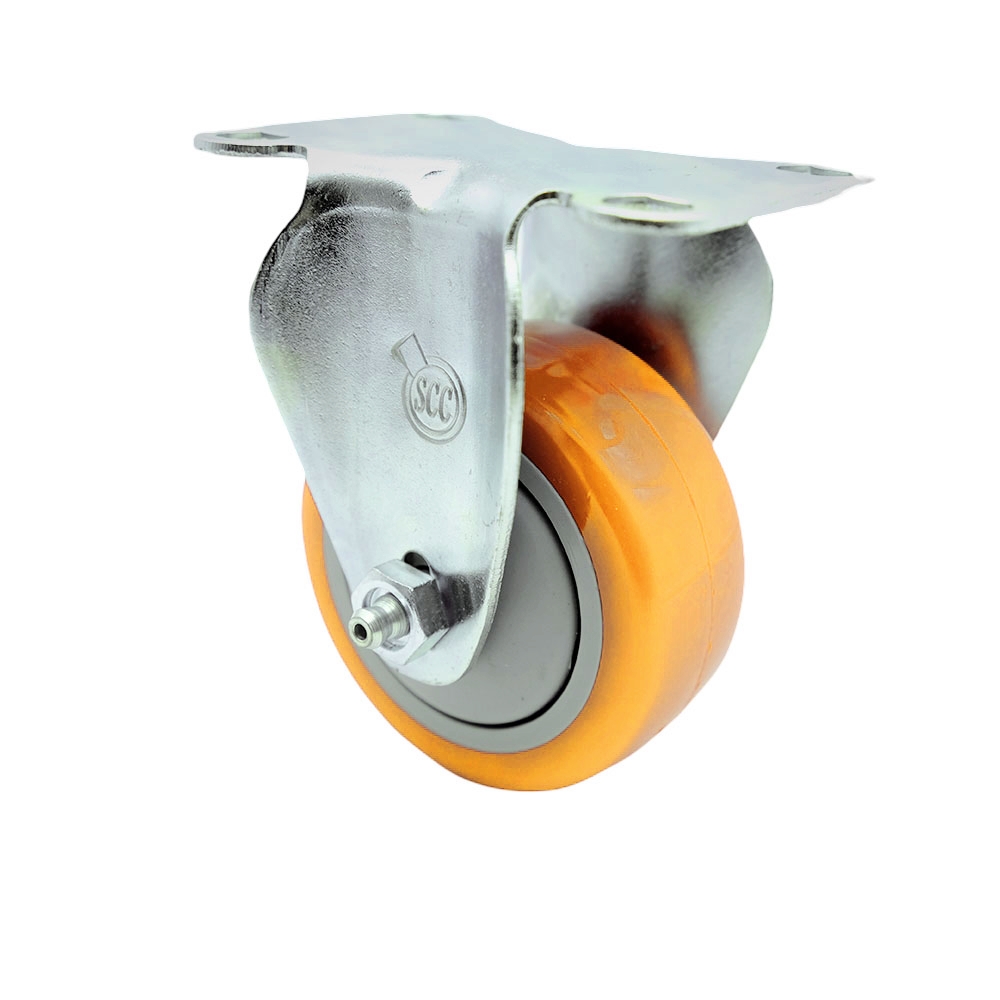 SCC-SS20R314-PPUB-YEL Stainless Steel Polyurethane Swivel Top Plate Rigid Caster with 3 x 1.25 in. Yellow Wheel