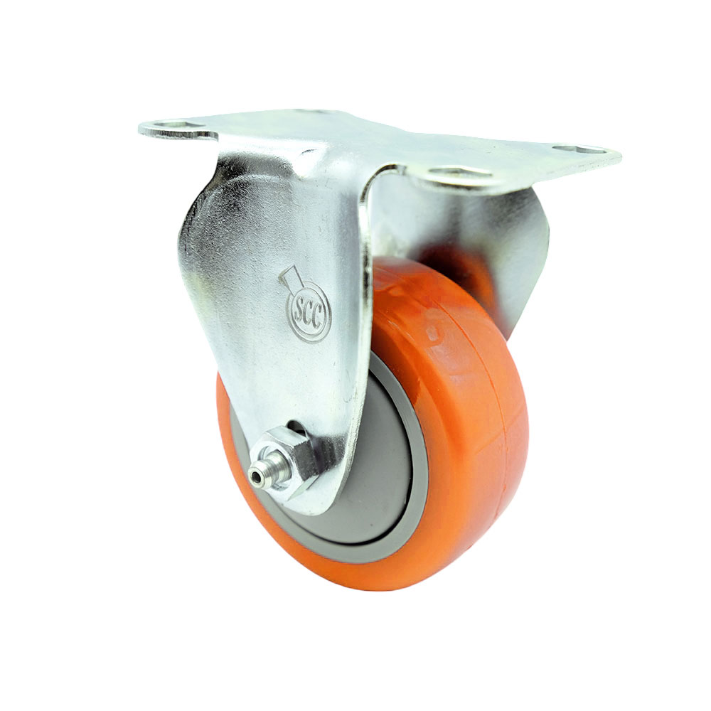 SCC-SS31620R314-PPUB-ORG Polyurethane Rigid Top Plate Caster with 3 in. Orange Caster Wheel - 316 Stainless Steel Caster
