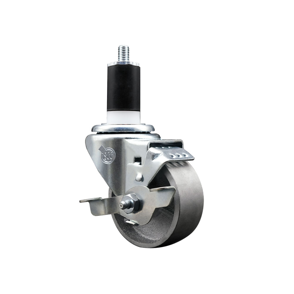 Semi Steel Swivel Caster - Silver - 3 in. Wheel - Top Locking Brake