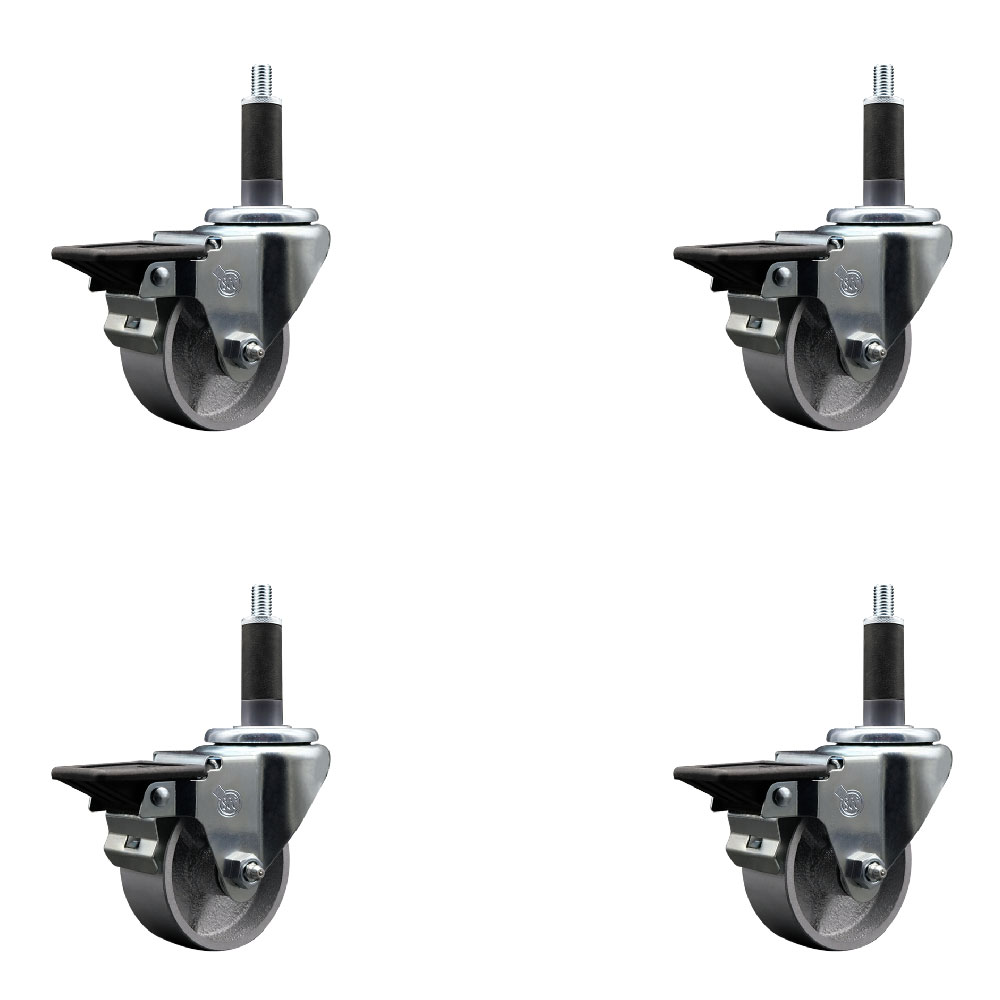 Semi Steel Swivel Casters - Silver - 3 in. Wheels - Set of 4 - 1200 lbs Capacity