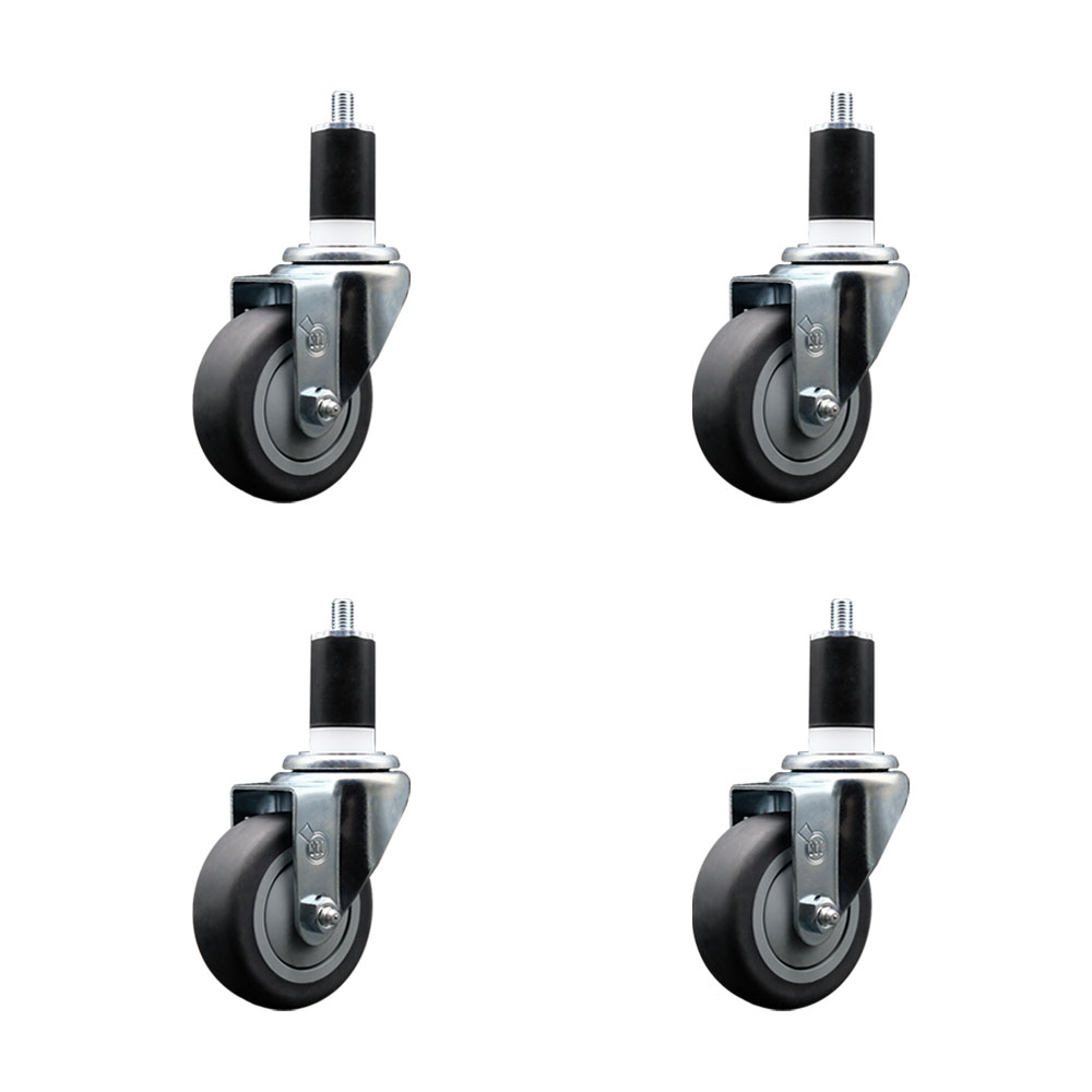SCC-EX20S3514-TPRB-112-4 Thermoplastic Rubber Swivel Expanding Stem Caster with 3.5 in. Gray Wheels & 1.5 in. Stems - Set of 4
