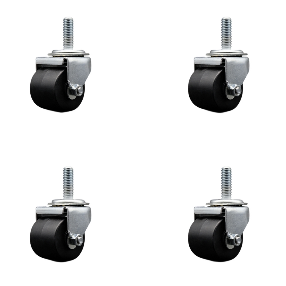 SCC-TS04S211316-POS-121315-4 Low Profile Swivel Threaded Stem Caster Set-2 in. by 1.81 in. Polyolefin Wheel.5 in.-13 TPI by 1.5 in. Threaded Stem